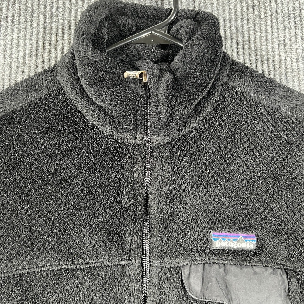 Patagonia Jacket Womens Small Black Full Zip Long Sleeve Mock Neck Fuzzy Warm